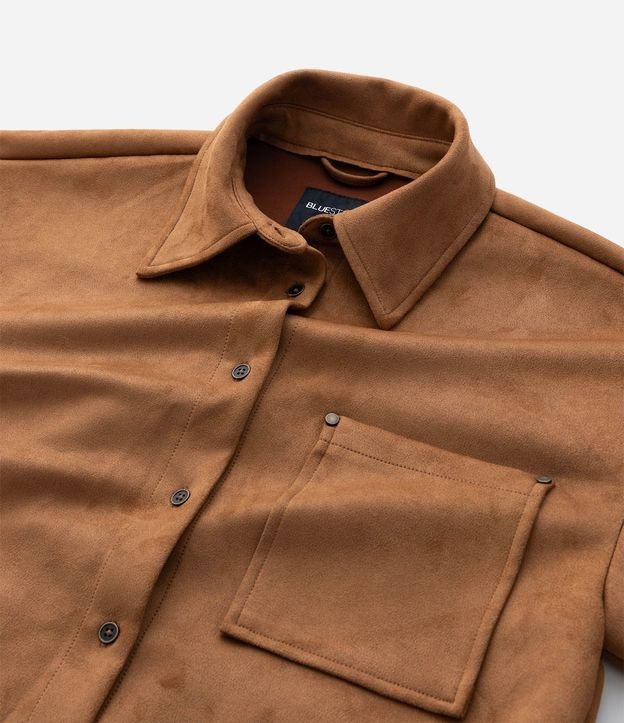 Camisa en Gamuza con Mangas Largas y Pequeño Bolsillo 10