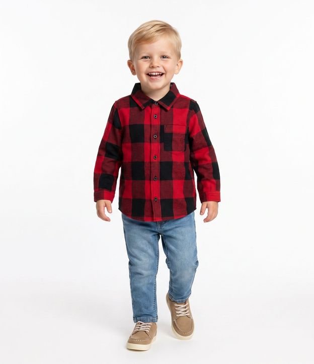 Camisa Manga Larga de Cuadros Búfalo - Talle 1 a 6 años