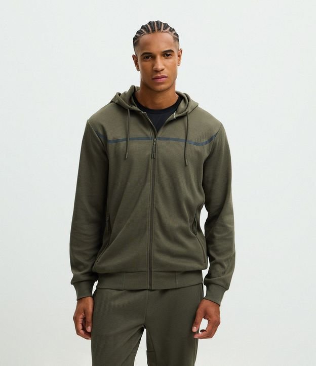 Saco Deportivo Texturizado con Raya Reflectante y Capucha