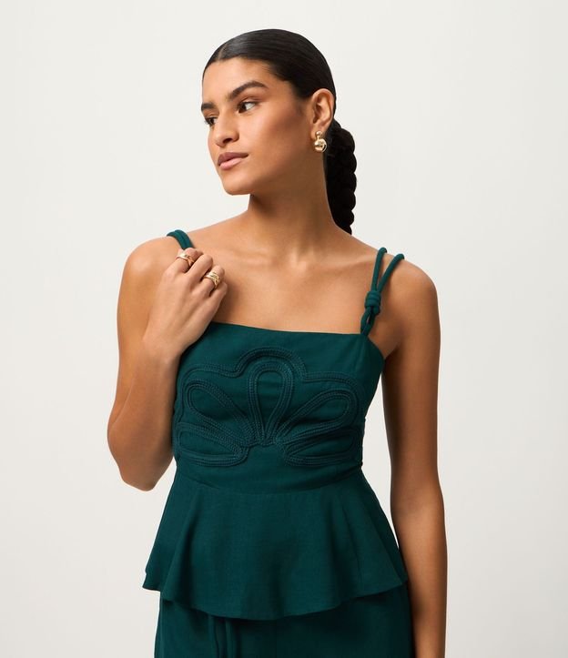 Blusa en Viscolino con Asa Doble y Bajo Peplum