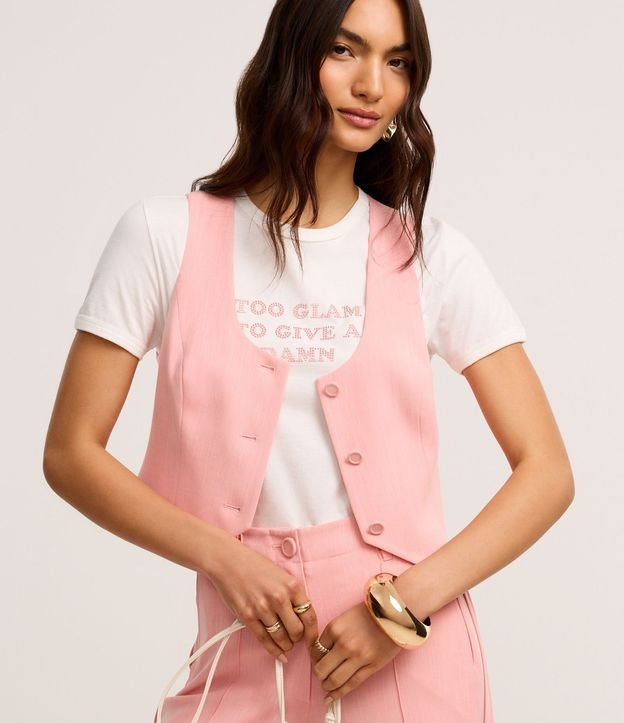 Remera en Algodón con Estampa Too Glam en Strass 5