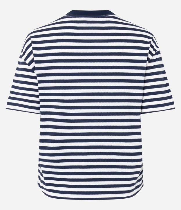 Blusa Slim en Algodón con Rayas y Bordado Beach Club 9