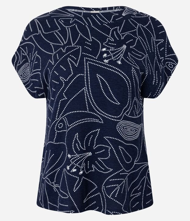 Blusa Acanalada en Rib con Estampa Floral y Follaje 5