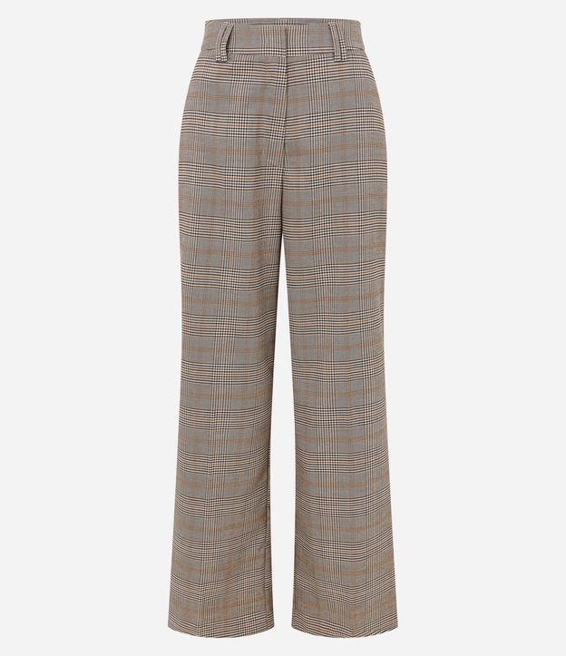 Pantalón Wide Leg en Sastrería con Estampa de Cuadros