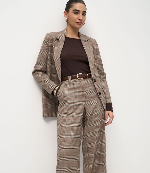 Pantalón Wide Leg en Sastrería con Estampa de Cuadros 2
