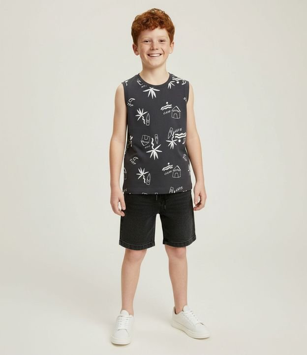 Musculosa Infantil en Algodón con Estampa Tropical - Talle 5 a 14 años