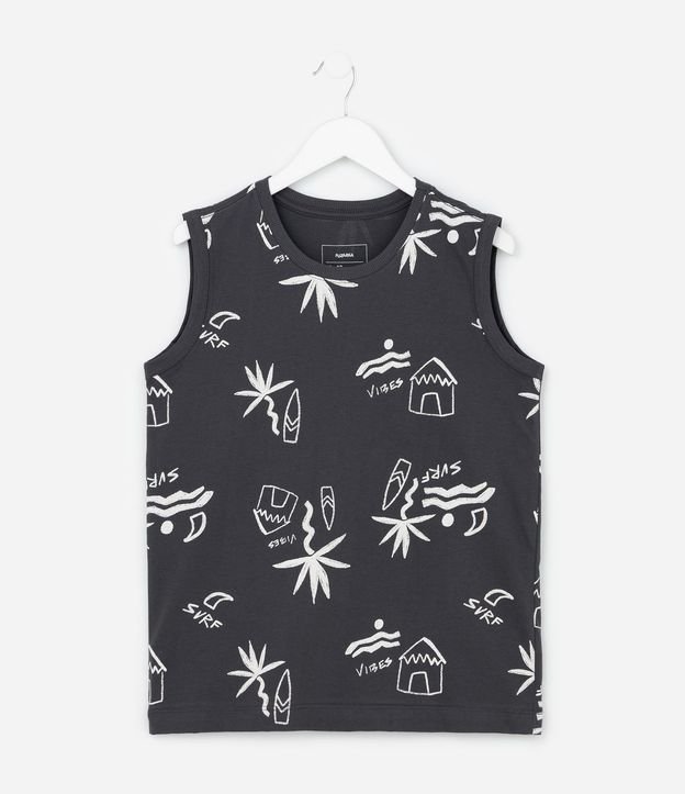 Musculosa Infantil en Algodón con Estampa Tropical - Talle 5 a 14 años 2