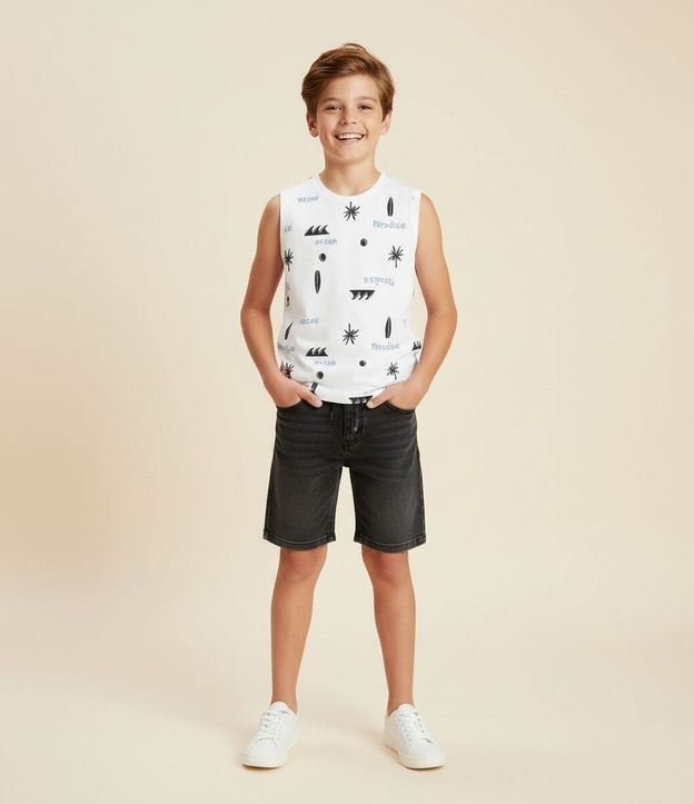 Musculosa Infantil con Estampa Tropical - Talle 5 a 14 años