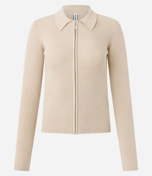 Blusa Manga Larga en Punto Texturizado con Cremallera Delantera 4