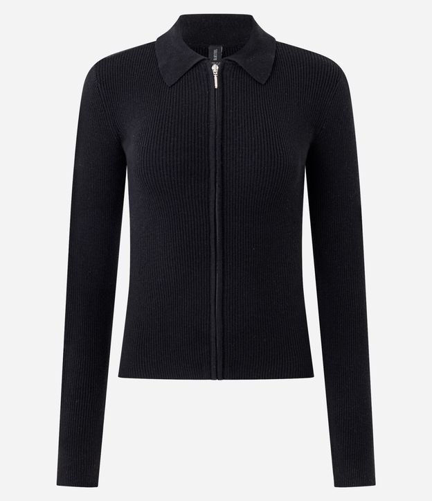 Blusa Manga Larga en Punto Texturizado con Cremallera Delantera 5