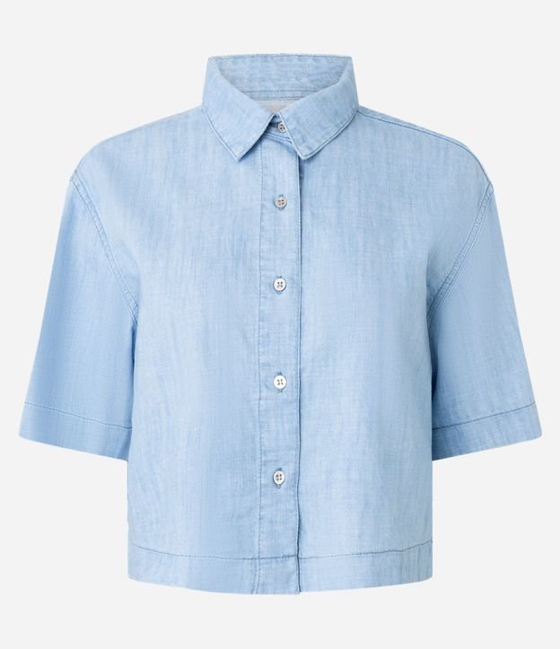 Camisa Boxy en Jeans con Cuello Polo