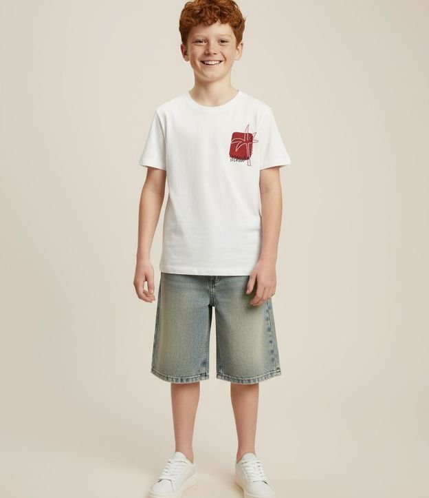Remera Infantil Estampa Frente y Espalda Palmera de Playa - Talle 5 a 14 años