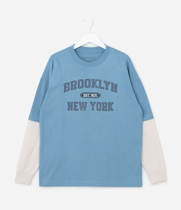 Remera Infantil Manga Larga con Lettering New York Brooklyn – Talle 5 a 14 años 2