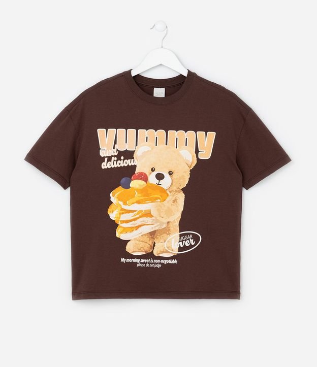 Remera Infantil Over con Estampa de Oso- Talle 7 a 14 años 2