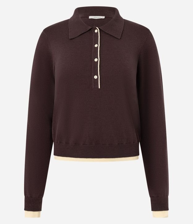 Blusa en Punto con Cuello Polo y Detalles Contrastantes 6