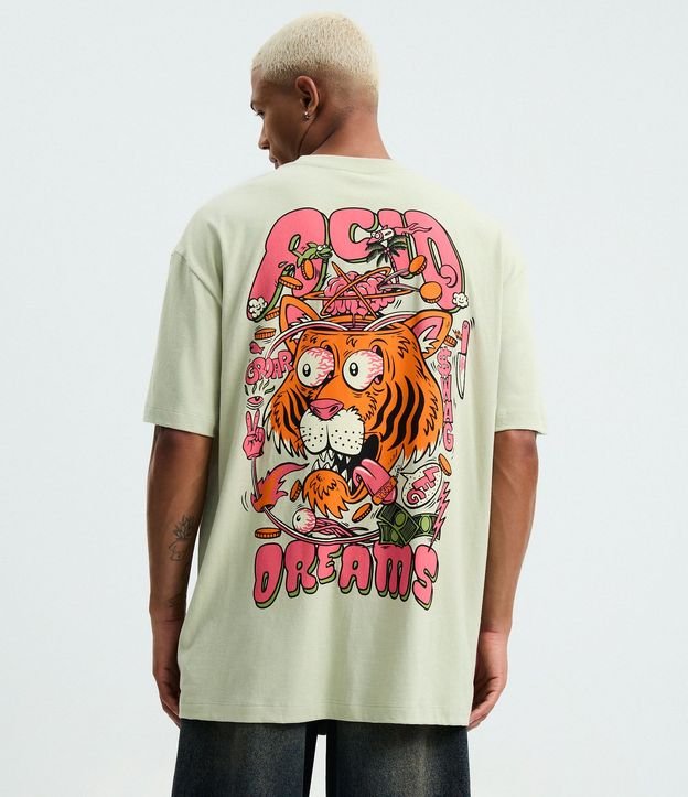 Remera Relaxed en Algodón con Estampado Tigre Acid Dreams