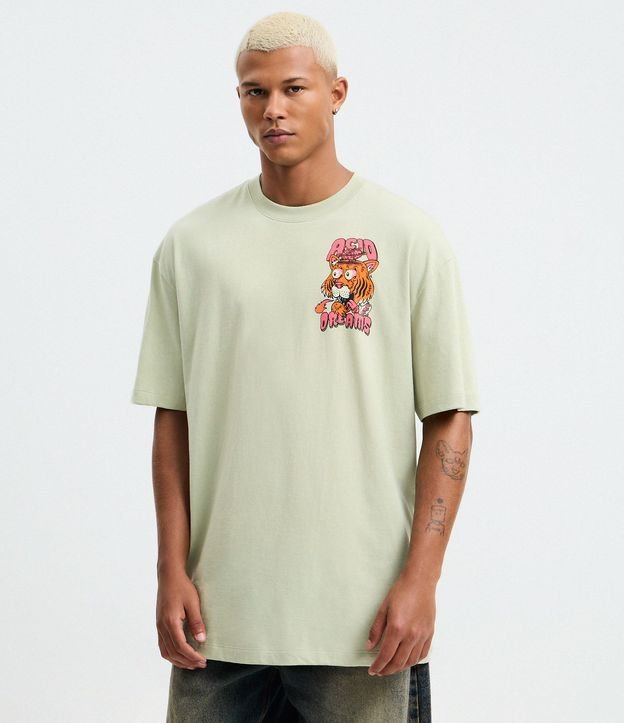 Remera Relaxed en Algodón con Estampado Tigre Acid Dreams 2