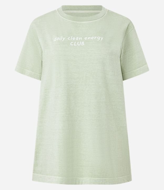 Remera Oversized en Algodón Efecto Lavado con Estampa Lettering Matcha 5