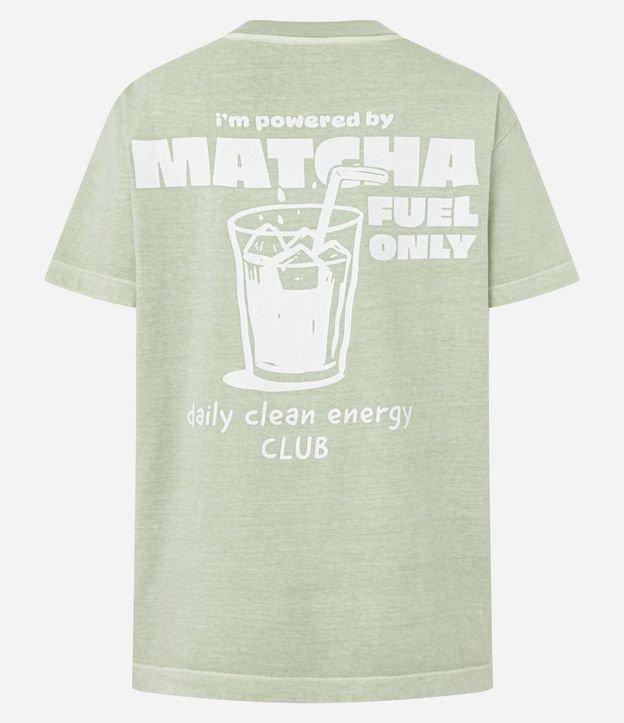 Remera Oversized en Algodón Efecto Lavado con Estampa Lettering Matcha 6