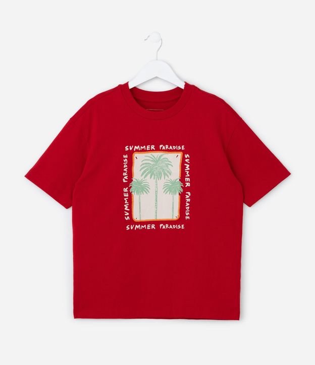 Remera Infantil Regular con Estampado de Palmeras - Talle 5 a 14 años