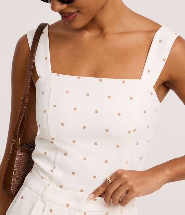Blusa Texturizado en Piquet con Bretel Ancho y Estampa de Lunares