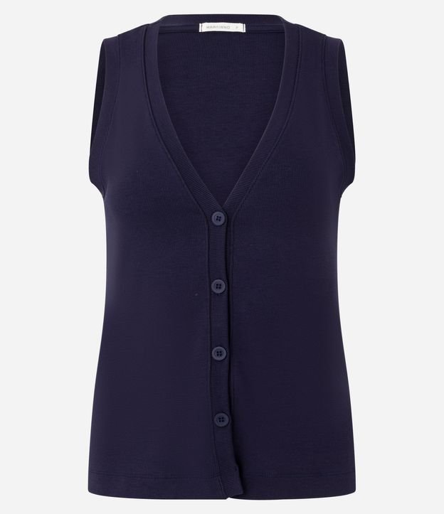 Blusa Acanalada en Rib con Escote V y Botones 8