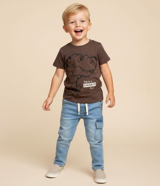 Remera Infantil con Estampado de Dinosaurio - Talle 1 a 6 años