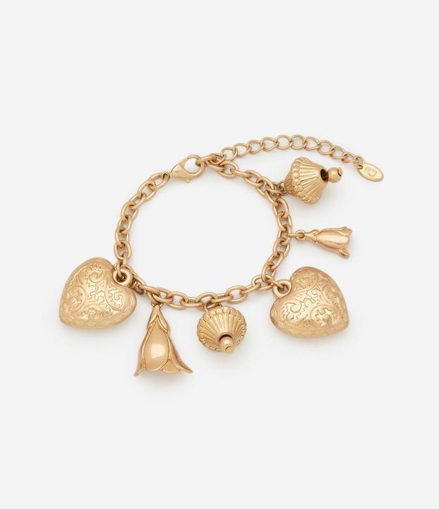 Pulsera Charm  con Colgantes de Corazón Pétalos