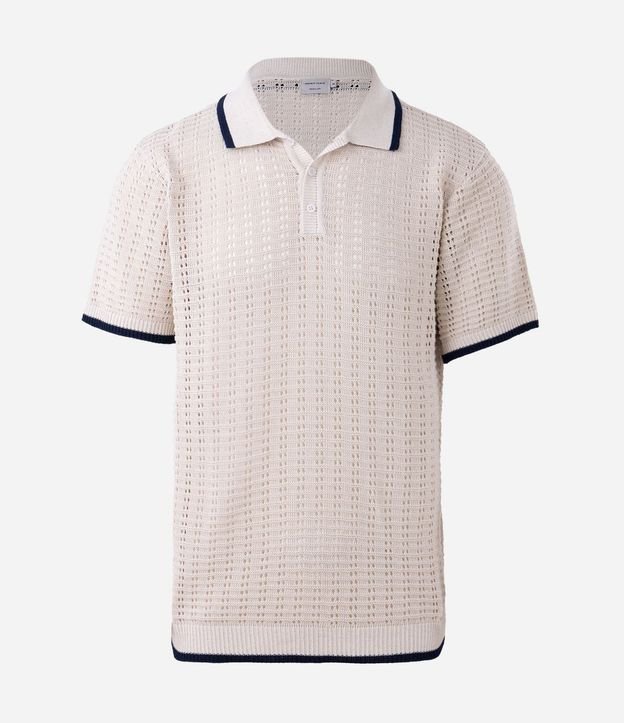 Camisa Polo en Algodón Texturizada con Cuello V y Detalle Contrastante 5