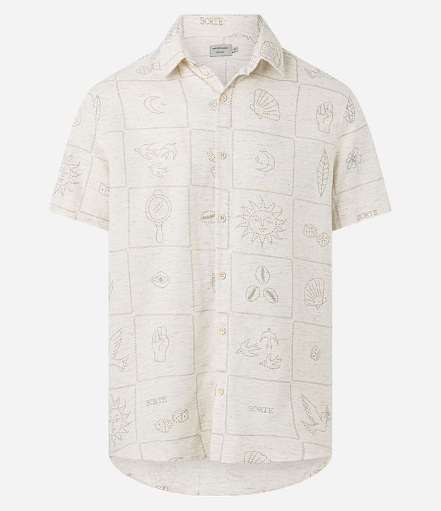 Camisa Regular en Algodón con Bordado Floral