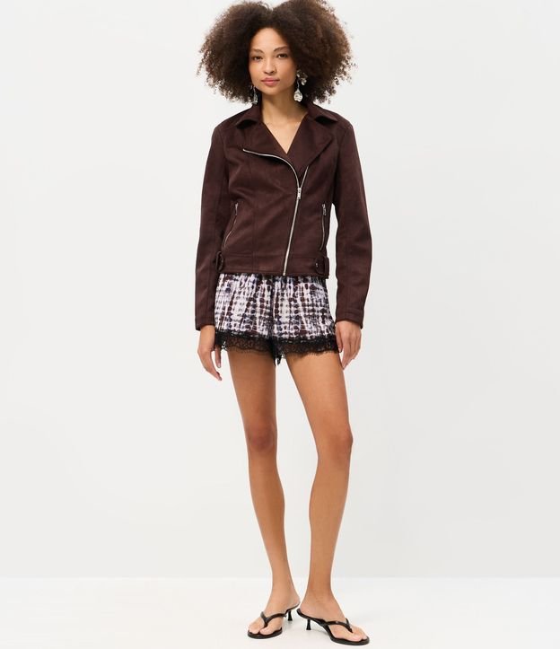 Campera Biker en Gamuza con Bolsillos y Cremallera 2