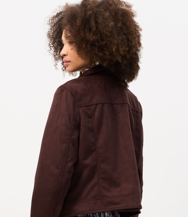 Campera Biker en Gamuza con Bolsillos y Cremallera 4
