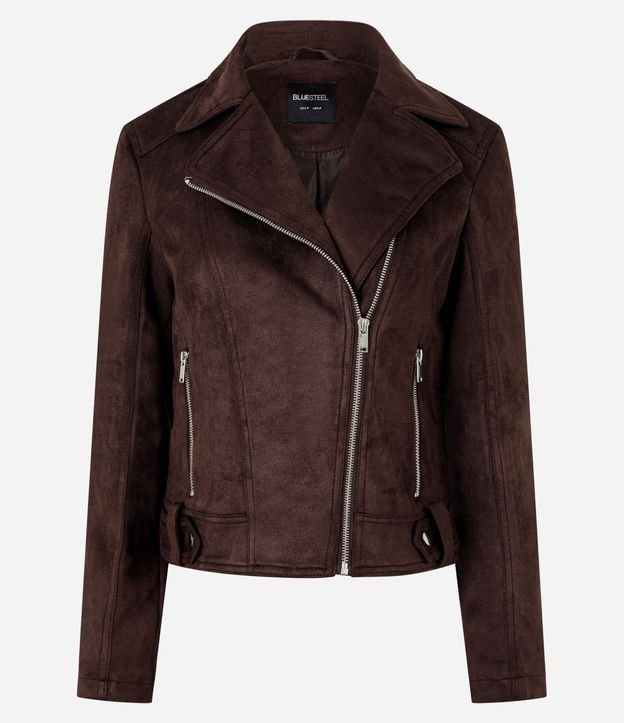 Campera Biker en Gamuza con Bolsillos y Cremallera 5