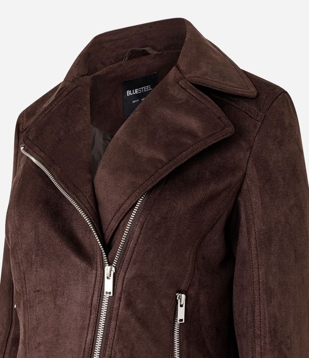 Campera Biker en Gamuza con Bolsillos y Cremallera 6