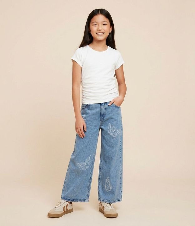 Blusa Infantil en Algodón con Drapeado Lateral - Talle 5 a 14 años