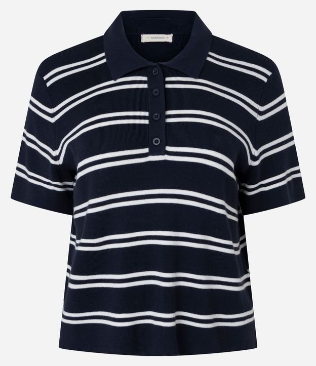 Blusa en Punto con Cuello Polo y Estampado Rayada 6
