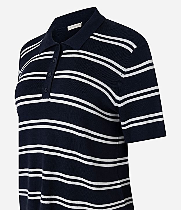 Blusa en Punto con Cuello Polo y Estampado Rayada 7