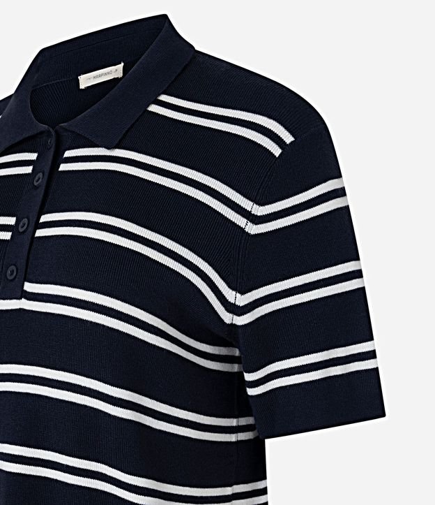 Blusa en Punto con Cuello Polo y Estampado Rayada 8