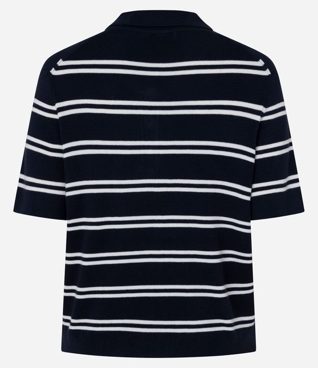 Blusa en Punto con Cuello Polo y Estampado Rayada 9