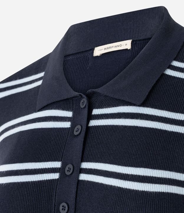 Blusa en Punto con Estampa Rayada y Cuello Polo 6