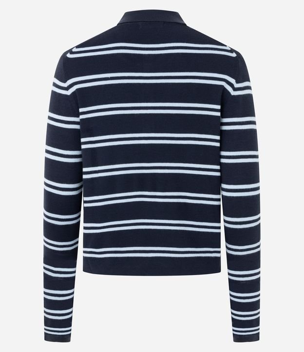 Blusa en Punto con Estampa Rayada y Cuello Polo 7