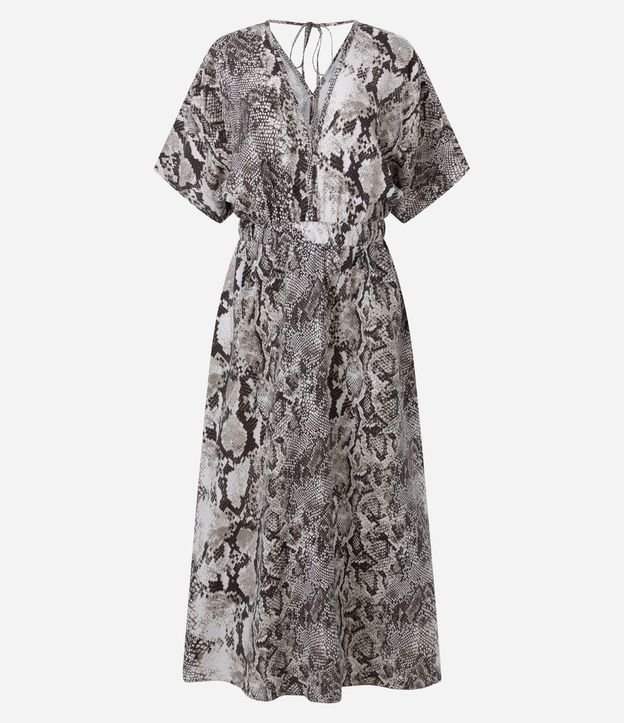 Vestido Evasê Largo en Crepé con Estampa Serpiente 7