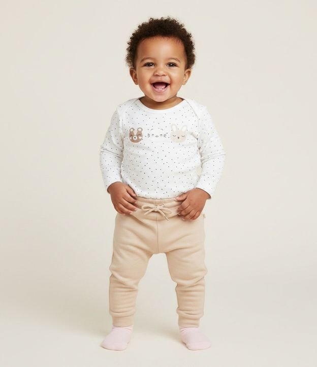 Pantalón Infantil Jogger en Modal - Talle 0 a 18 Meses