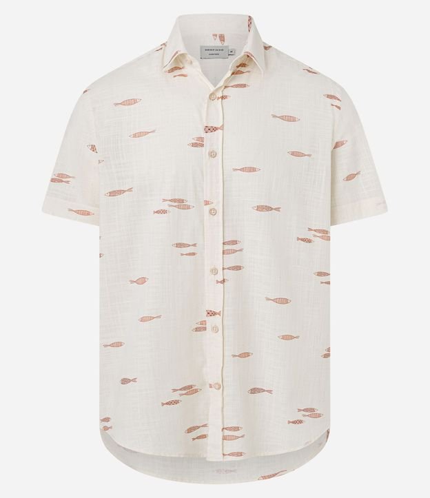 Camisa Comfort en Algodón con Estampa Espina de Pez