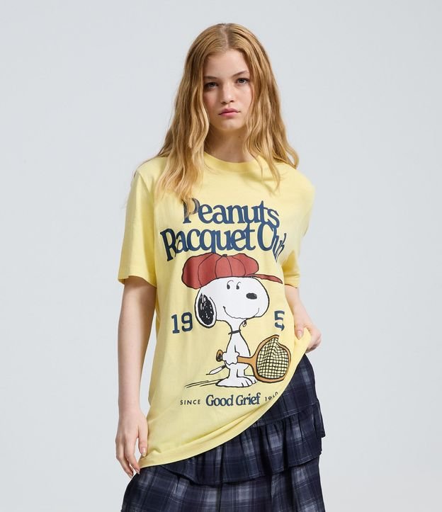 Remera en Algodón con Estampa de Snoopy Raquet Club 2