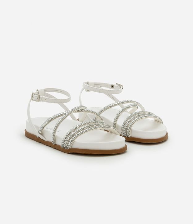 Sandalia Infantil de Tiras en PU con Strass Aplicado - Talle 28 al 33