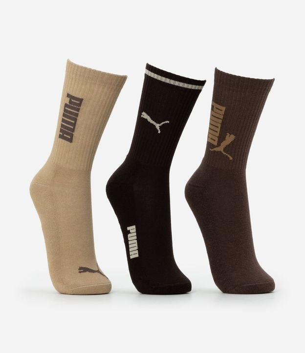 Kit 03 Medias Caña Larga Deportivas en Algodón Puma 2