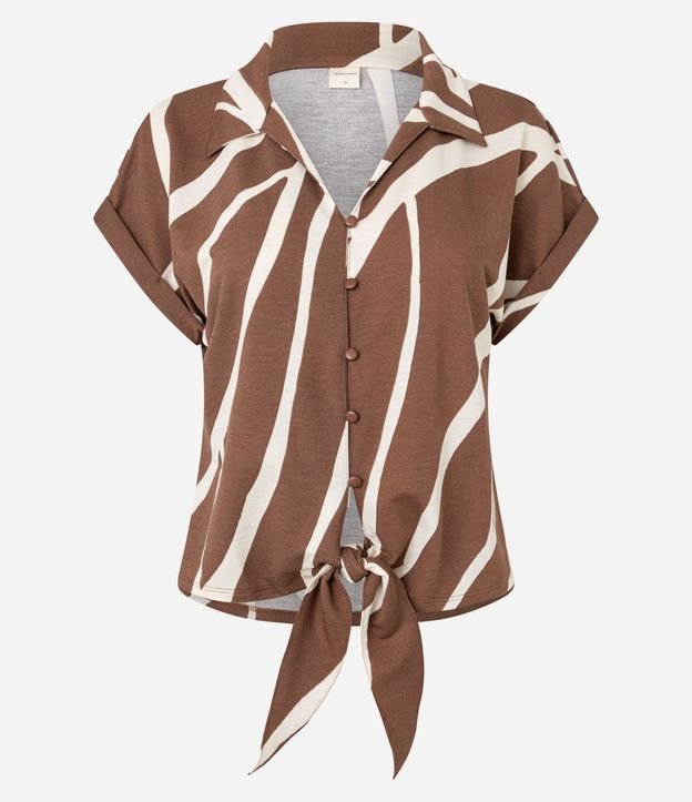 Blusa en Viscolycra con Lazo en el Ruedo y Estampa Abstracta