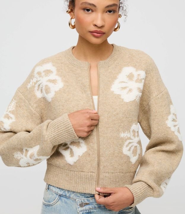Cardigan con Cremallera Delantera y Estampa de Flores 4