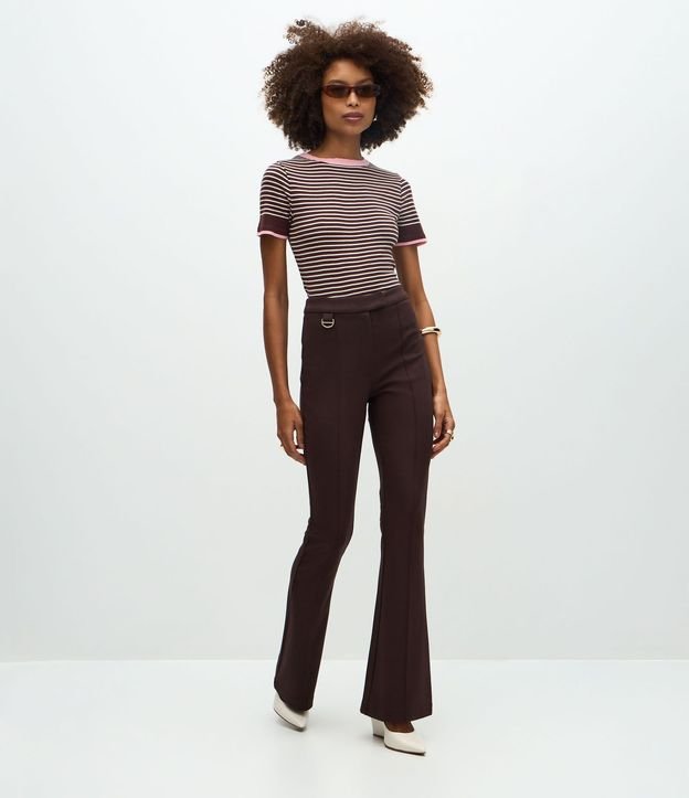 Pantalón Fit Flare en Punto Roma con Hebilla 1